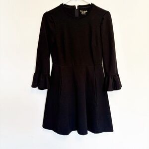 Kate Spade Black Fit & Flare Mini Dress with Bell Sleeves Size Small